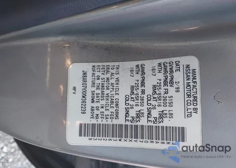 1999 Nissan Pathfinder Le/Se/Xe from USA, damaged, VIN JN8AR07YXXW362239